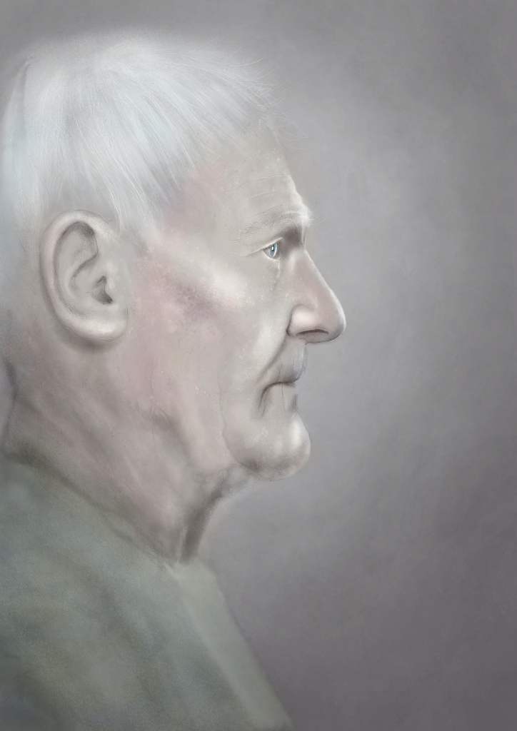 Digital painting of an older man